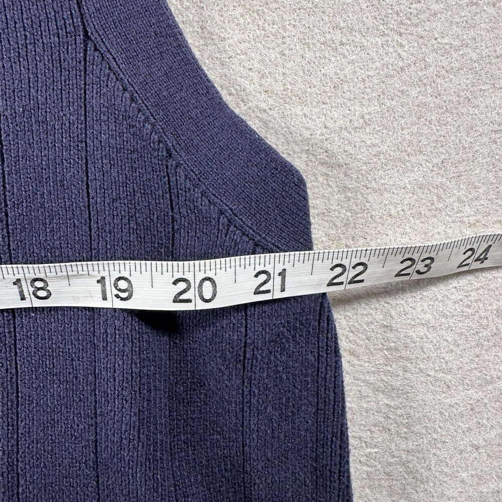 Vintage Eddie Bauer Sweater Vest Mens Large Navy Cardigan Cable Knit Fisherman - Picture 9 of 10